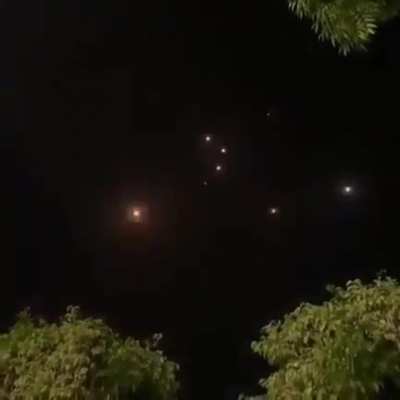 Israel’s iron dome technology intercepting incoming missiles
