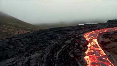 ? Drone footage at the volcanic eruption in Fagradalsfjall Iceland ?