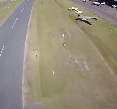 This skydiver leap from a plane and land on the back of a moving motorbike...