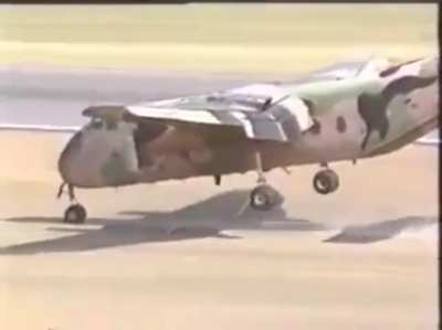 RAAF de Havilland Canada DHC-4 Caribou performs a "Wheelbarrow" maneuver