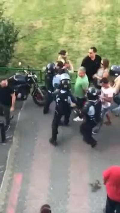 Perfect flying kick during mass protests in Romania