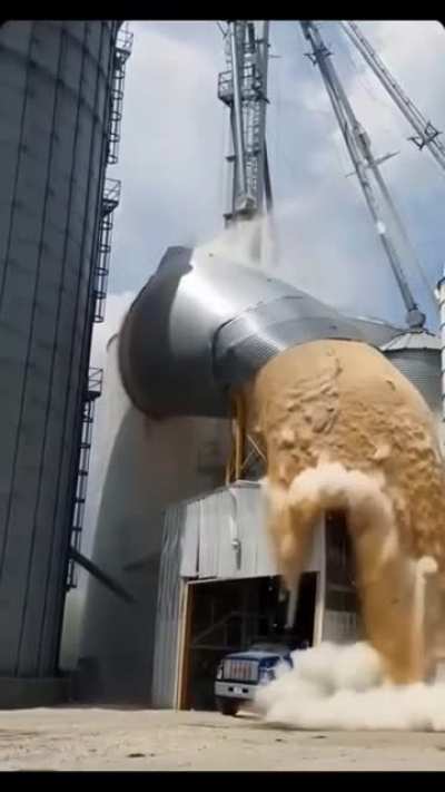 Vertical elevators are used to fill silos and in most cases, gravity is used to empty them