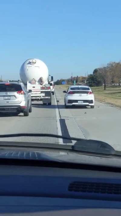 "Let's mess around with the liquified petroleum truck" said no smart person ever. She brake checked him after the video
