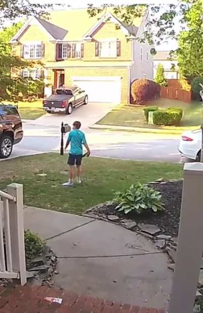 Practicing for when he hits a home run