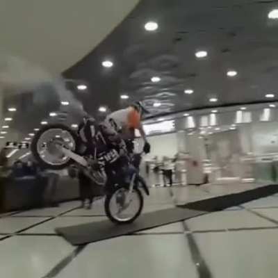 WCGW with a motorcycle in a Shopping Mall