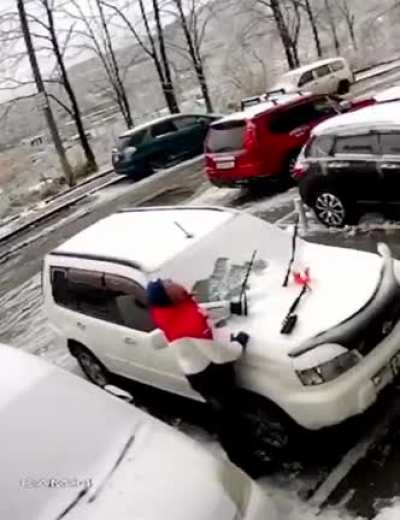 Just a guy clearing his car