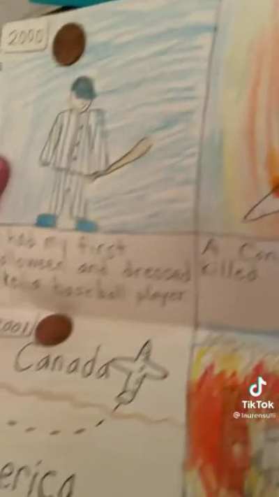 A peak into their brother’s old elementary school assignments