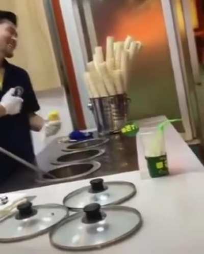 Girl eats the ice cream cones to troll the ice cream guy