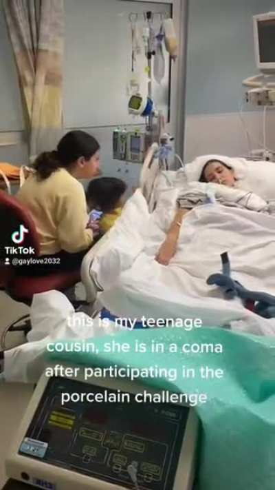 girl in coma after participating in "porcelain challenge"