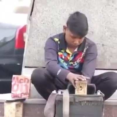 Stranger drops food.