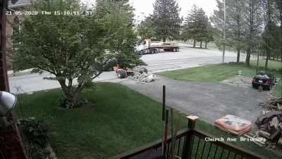 My dad ordered some landscaping bricks, company was delivering them when...