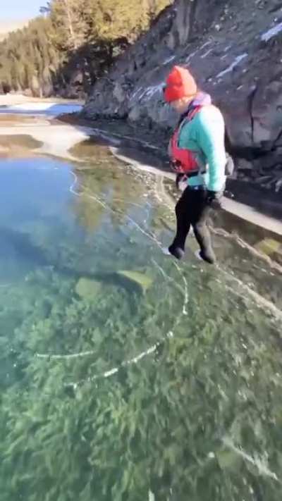 ? Skating on a perfectly clear frozen lake in Colorado ?
