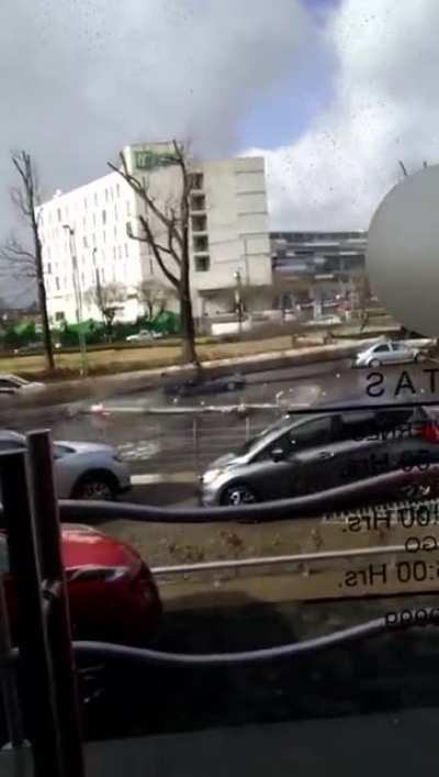 Storm took down the pole, causing several accidents.