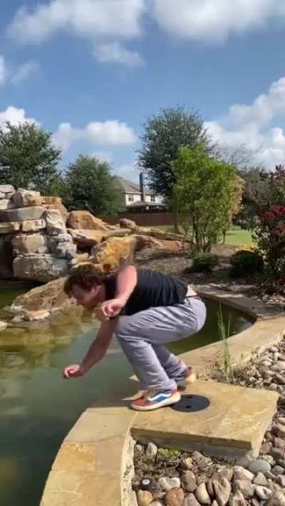 impressive backflip with a close call