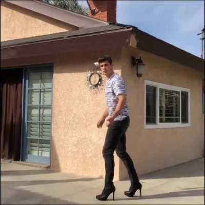Doing a backflip in high heels