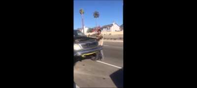 Guy tries to "borrow" wheel