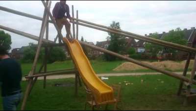 to ride a skateboard down this slide
