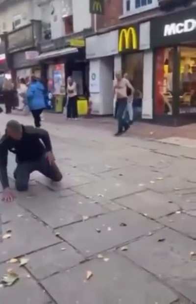 Trying to beat up an old man