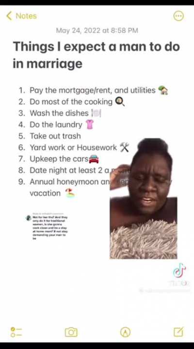 Woman makes a list of what she wants in a marriage that screams entitlement and delusion ?