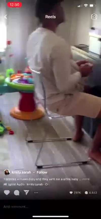 Game busy Dad has no intuition on a lifeless doll