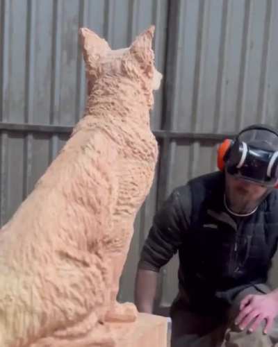Carving A Wooden Dog