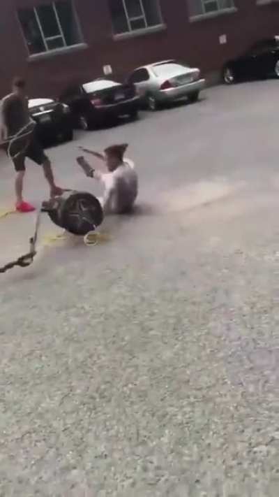 to jump over a spinning swegway
