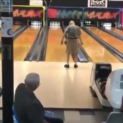 Old man bowling