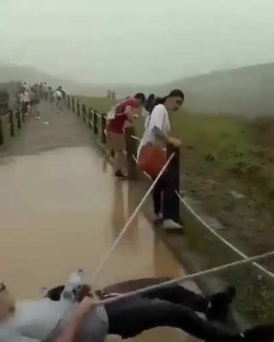 Trying to avoid the puddle