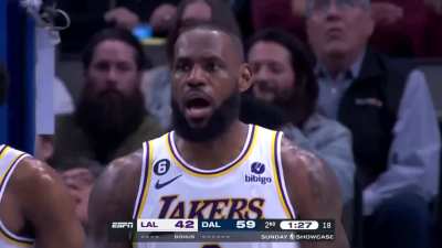 [Highlight] LeBron perfectly times the chase down block on Kyrie late in the 2nd quarter