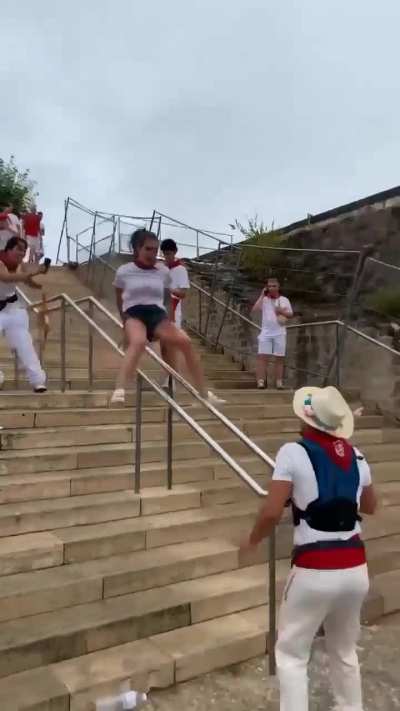 Let me slide down the railing...