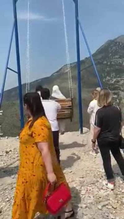 A swing on top of a mountain!