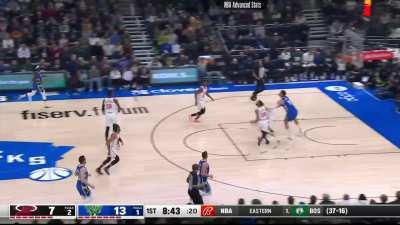 [Highlight] Giannis throws a perfect three quarter court lob pass to Lopez for a layup under the basket