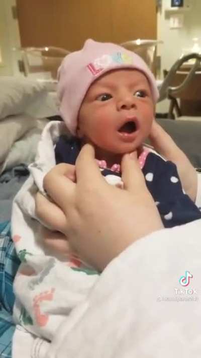 Baby reacts to being born
