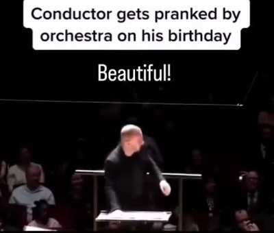 Conductor gets pranked by orchestra on his birthday Beautiful!