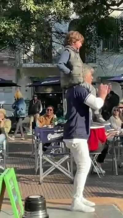 A young boy lost his dad in a crowd in Argentina. Strangers came together to help, chanting the father's name. Then the band joined in with a song, "Eduardo, come and find Juan Cruz"