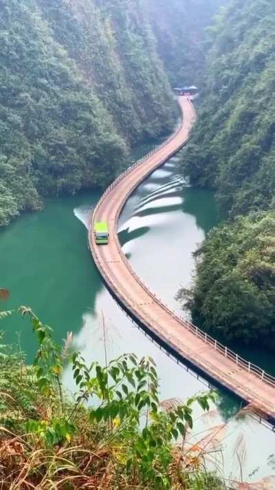 The way the waves follow the bus