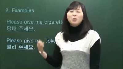 English teacher sais "Please give me coke"