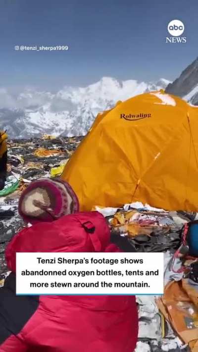 Nepalese sherpa posted a video of what he described as "the dirtiest camp I have ever seen" on Mount Everest