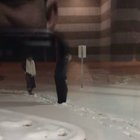 This guy being a husband of the year clearing the snow for his wife