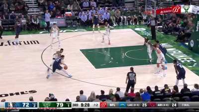 [Highlight] Giannis switches onto Luka and showcases his perimeter defensive ability and almost pokes the ball away from Luka