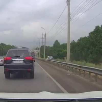 This is why you don't drive off the side of the road. Guardrails are there for a reason!