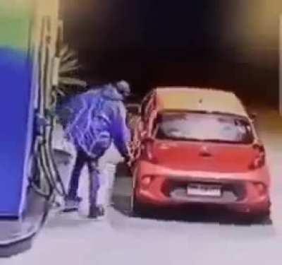 Trying to drive away without paying