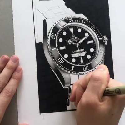 A Rolex submariner I drew earlier this year! Yes I actually hold my pen like that?