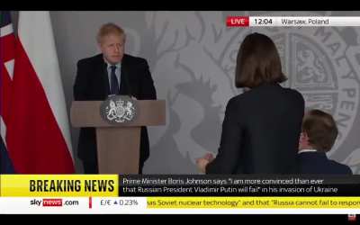 Pretty extraordinary moment at Boris Johnson’s press conference in Warsaw, as a Ukrainian journalist criticizes lack of sanctions on oligarchs &amp; decision not to implement a no-fly zone. “You’re not coming to Kyiv, prime minister. You’re not coming to
