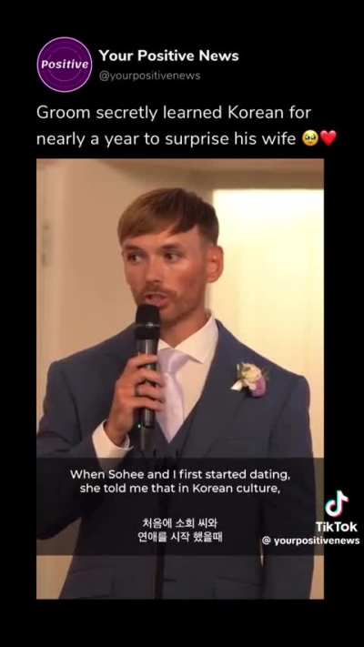 Groom secretly learned Korean for nearly a year to surprise his bride