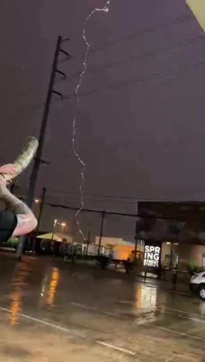 The perfect timing of the lighting strike.
