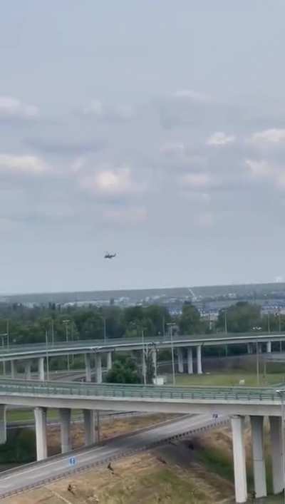 Russian KA-52 pops flares and redirects incoming Wagner AA missile.