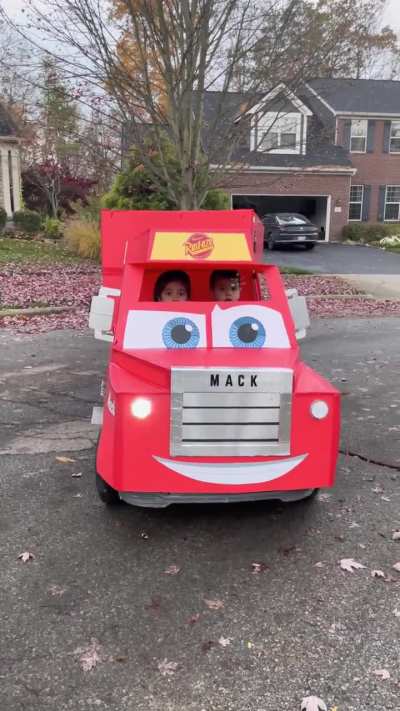 [OC] My son thinks that semi trucks are life. It took me 6 months of late nights, about 300 hundred sheets of home printed decals and about 30 card board boxes. Their smile and fun is priceless.