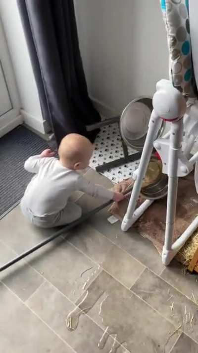 My child wanted to sweep, but I ended up mopping.