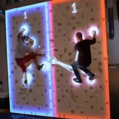 Well this surely looks like fun ...playing ‘Pong’ on a rock wall with Augmented Climbing